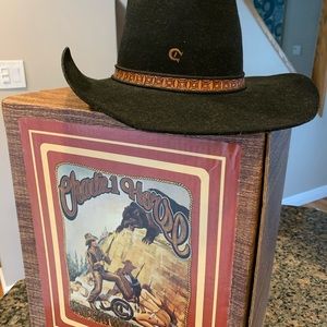 CHARLIE 1 HORSE VINTAGE BLACK SUEDE COWGIRL HAT